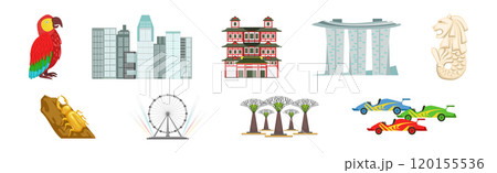 Singapore Culture Sightseeing Tour and Travel Object Vector Set 120155536
