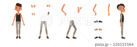 Teen Boy Character Creation with Body Part Vector Set 120155564