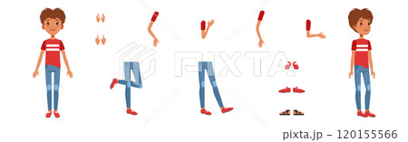 Teen Boy Character Creation with Body Part Vector Set 120155566