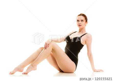 Attractive woman in black swimsuit style underwear Attractive woman in black swimsuit style underwear 120155821