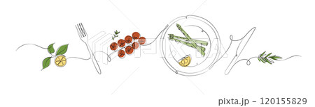 Seafood linear art silhouette asparagus color Seafood linear art silhouette asparagus color 120155829