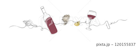 Seafood linear art silhouette oyster color Seafood linear art silhouette oyster color 120155837