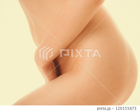 Perfectly naked woman covering her vagin venter. Perfectly naked woman covering her vagin venter. 120155873