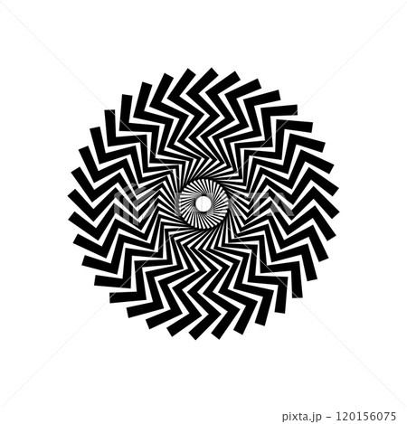 Abstract background of curved and zigzag lines coming from the center 120156075