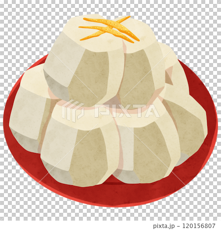 赤の小皿と里芋白煮　水彩風手描きイラスト 120156807