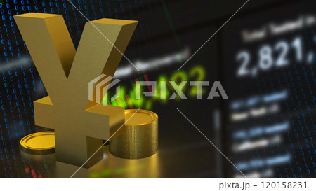 The Gold yuan symbol for Business concept 3d rendering. The Gold yuan symbol for Business concept 3d rendering. 120158231