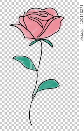 A single-stroke illustration of a rose A single-stroke illustration of a rose 120158271