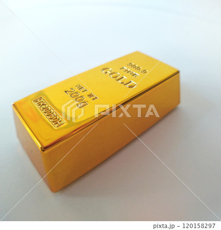ingot of gold of the highest standard on a white background 120158297