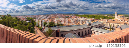 Panoramic view of Girona cityscape on a sunny day, Girona, Spain Panoramic view of Girona cityscape on a sunny day, Girona, Spain 120158393