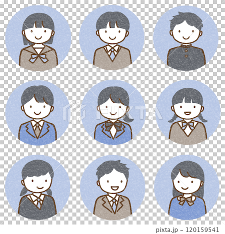 Icon set of children in uniform Icon set of children in uniform 120159541