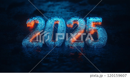 Bright and colorful representation of the year 2025 celebrating the New Year countdown 120159607