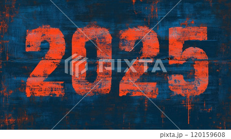 Celebrating the arrival of New Year 2025 with vibrant colors and bold numbers at midnight 120159608