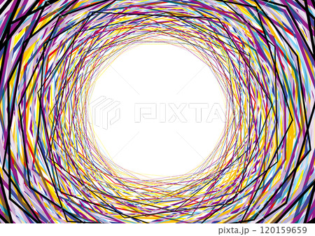 カラフルなラインの螺旋が重なり合うサークルのフレーム カラフルなラインの螺旋が重なり合うサークルのフレーム 120159659