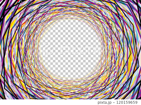カラフルなラインの螺旋が重なり合うサークルのフレーム カラフルなラインの螺旋が重なり合うサークルのフレーム 120159659