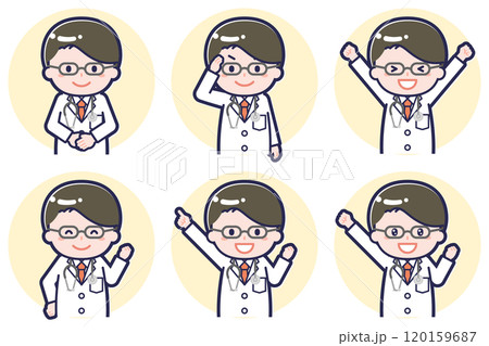 長袖の男性医師のポーズセット_01 長袖の男性医師のポーズセット_01 120159687