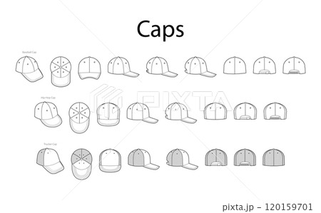 Set of Trucker Baseball Caps - Dad Hip-Hop Deerstalker Outdoor Skate Fitted Five Panel Hat. Head Fashion accessory 120159701