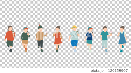 Set of kids eating ice cream 120159907
