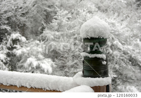 雪の清水寺 本堂舞台の擬宝珠 京都市東山区 雪の清水寺 本堂舞台の擬宝珠 京都市東山区 120160033