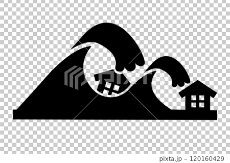 Silhouette of a house being swallowed by the tsunami 120160429