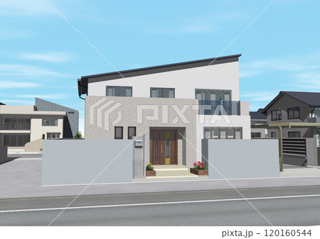 家　ハウス　住宅街　街並み　新築　モデルハウス(3DCGイメージ)空あり 120160544