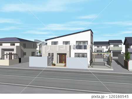家　ハウス　住宅街　街並み　新築　モデルハウス(3DCGイメージ)空あり 120160545