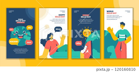 Social Media Stories for World Hello Day in a Flat Cartoon Style Illustration Social Media Stories for World Hello Day in a Flat Cartoon Style Illustration 120160810