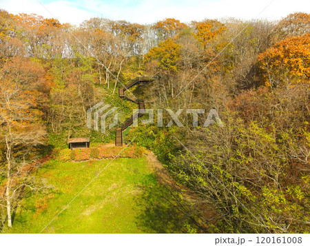 晩秋の北海道乙部町で貝子沢化石公園の風景を空撮 晩秋の北海道乙部町で貝子沢化石公園の風景を空撮 120161008