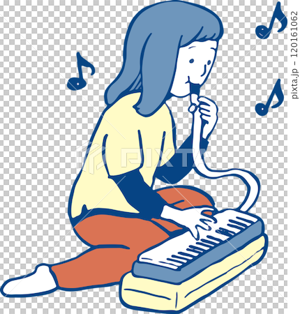 女孩玩鍵盤口琴 120161062