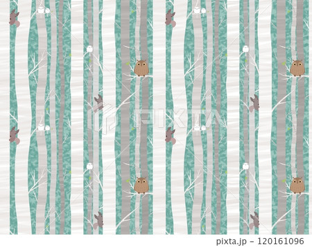 シラカバと森の動物たち のシームレスパターン ③' シラカバと森の動物たち のシームレスパターン ③' 120161096