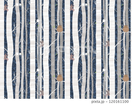 シラカバと森の動物たち のシームレスパターン ⑤' シラカバと森の動物たち のシームレスパターン ⑤' 120161100