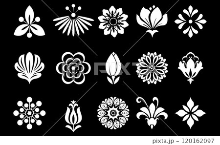 Flower icons set. Isolated elements for design. Vector graphics. 120162097