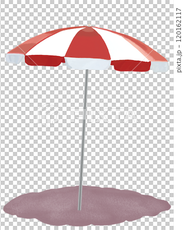 Beach umbrella (red) with shadow 120162117