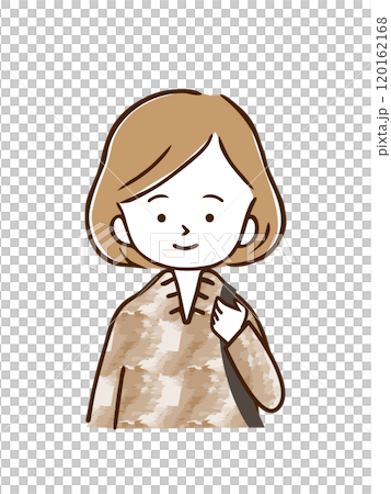 身支度を整えお出かけ前の女性 120162168