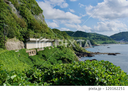 島根半島海岸の道路に施工されたシェッド 120162251