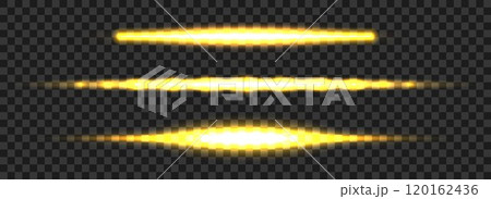 Glowing yellow neon tube lamp set. Led light line beam collection. Bright luminous fluorescent bar stick lines. Shining warm color strip element pack to divide, separate, decorate. Vector illustration Glowing yellow neon tube lamp set. Led light line beam collection. Bright luminous fluorescent bar stick lines. Shining warm color strip element pack to divide, separate, decorate. Vector illustration 120162436
