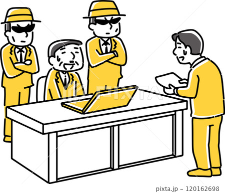 怖い人に囲まれて仕事をする男性 怖い人に囲まれて仕事をする男性 120162698