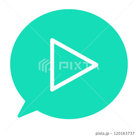 シンプルな緑色の再生ボタンと吹き出し 120163737