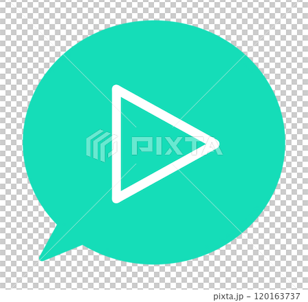 シンプルな緑色の再生ボタンと吹き出し 120163737