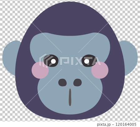かわいいゴリラのイラスト 顔 ベクター素材 120164005