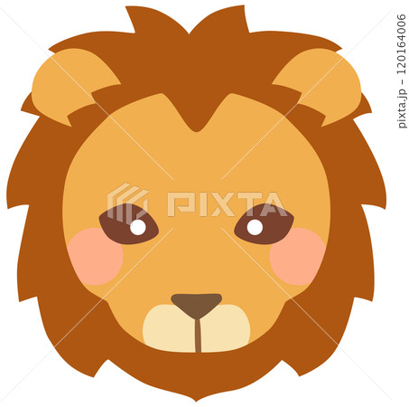 かわいいライオンのイラスト 顔 ベクター素材 120164006