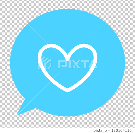 Simple light blue heart mark and speech bubble 120164116