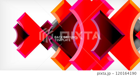 Arrow with round elements. Color geometric shapes background. Vector Illustration For Wallpaper, Banner, Background, Card, Book Illustration, landing page 120164190