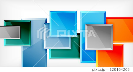 Glass toy style square shapes abstract design. Vector Illustration For Wallpaper, Banner, Background, Card, Book Illustration, landing page 120164203
