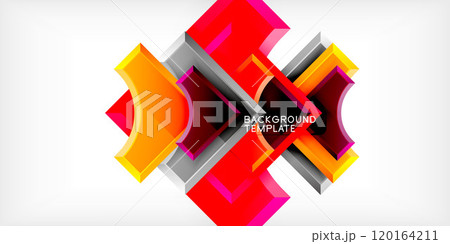 Arrow with round elements. Color geometric shapes background. Vector Illustration For Wallpaper, Banner, Background, Card, Book Illustration, landing page 120164211