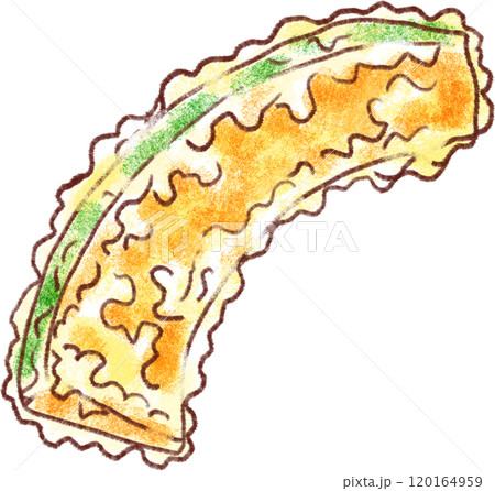 天ぷらのイラスト_カボチャの天ぷら 120164959