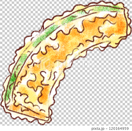 天ぷらのイラスト_カボチャの天ぷら 120164959