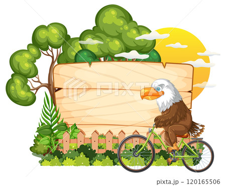 Eagle Riding Bicycle in Nature Scene 120165506
