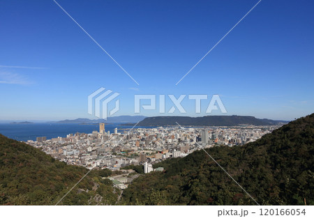 サンポート高松に「あなぶきアリーナ香川」のある高松市街地風景 サンポート高松に「あなぶきアリーナ香川」のある高松市街地風景 120166054