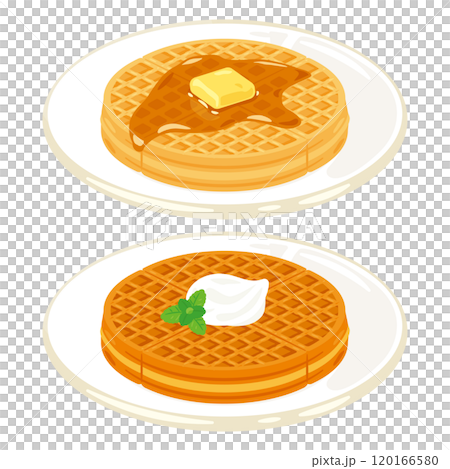 圓形華夫餅放在盤子上 120166580