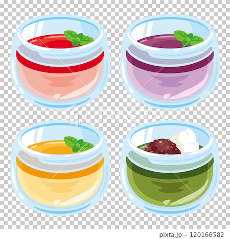 Panna cotta set in various cups Panna cotta set in various cups 120166582